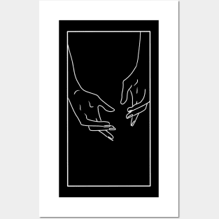 Minimalist White Line Hands Posters and Art